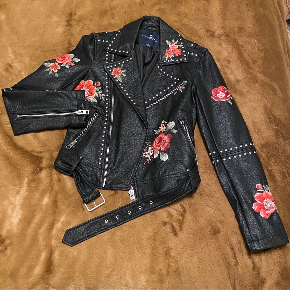 Faux Fur American Eagle Biker Jacket